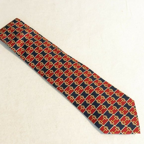 GUCCI UNISEX TIE~ RED & BLUE 100% SILK - Picture 1 of 6